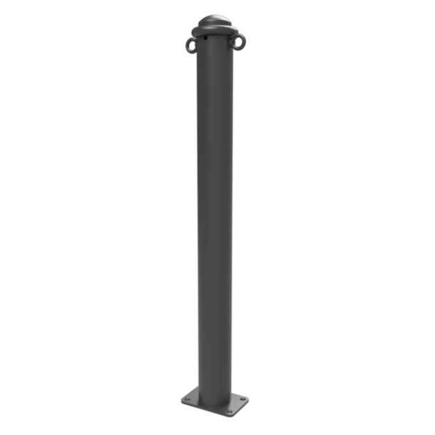 Ornamental bollard | Series 481B | � 82 mm | stationary, to be fixed by plugswith base plate 100 x 150 mm | without lock | with 2 eyelets
